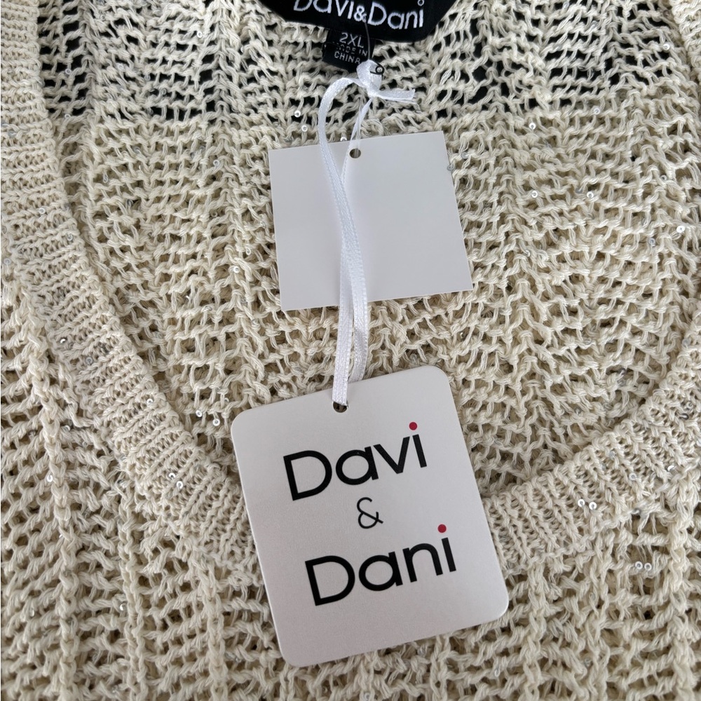 Davi & Dani Women's Cream and sequin maxi dress / bathing suit cover up